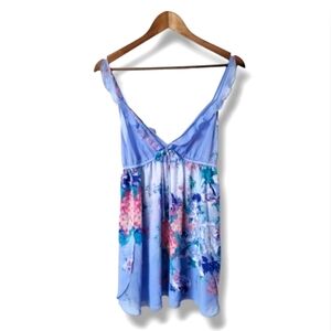 In Bloom Floral Semi-sheer Mermaidcore Top With Side Slits | Medium